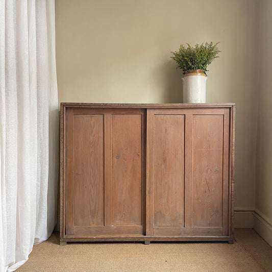 Antique Pine Sliding Door Cupboard - #1745