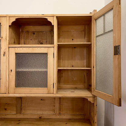Antique Pine Glazed Cupboard - #1867