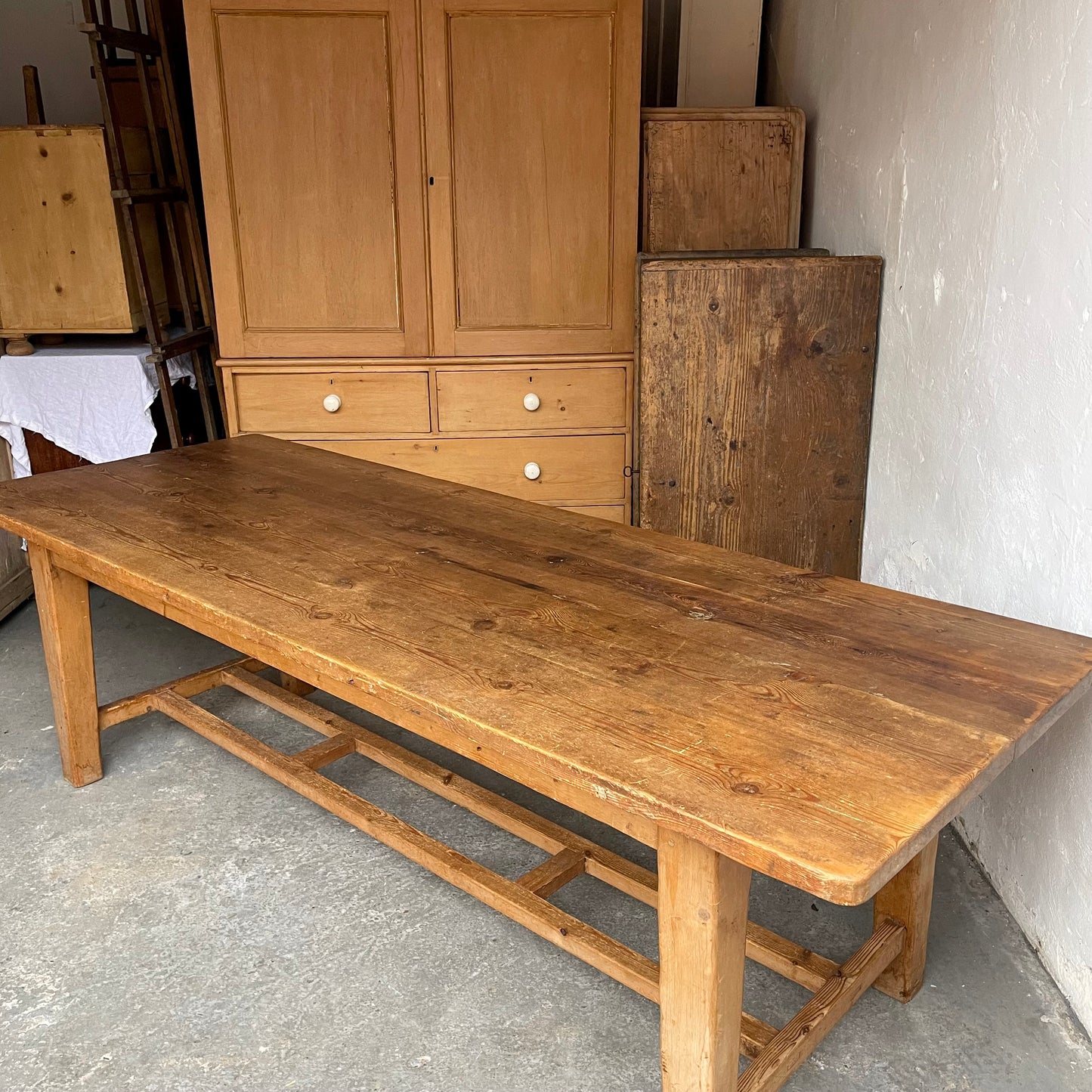 Antique 8ft Irish Pine Dairy Table - #1871