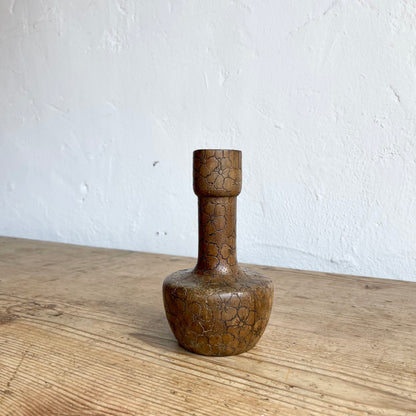Vintage Engraved Wooden Candlestick