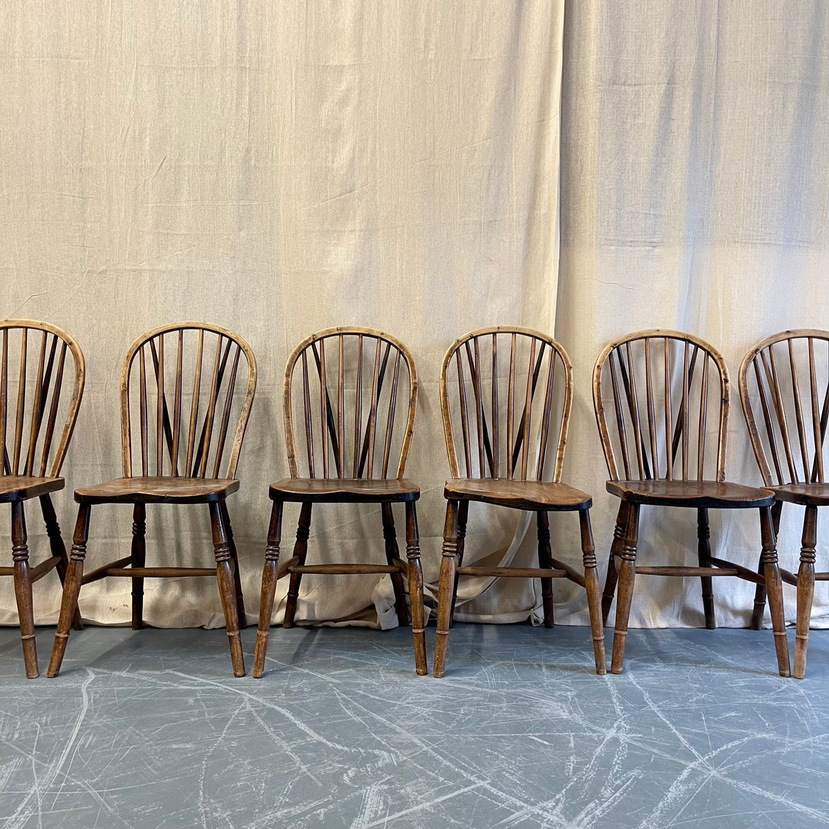 Set of Six Antique Farmhouse Chairs - #2255