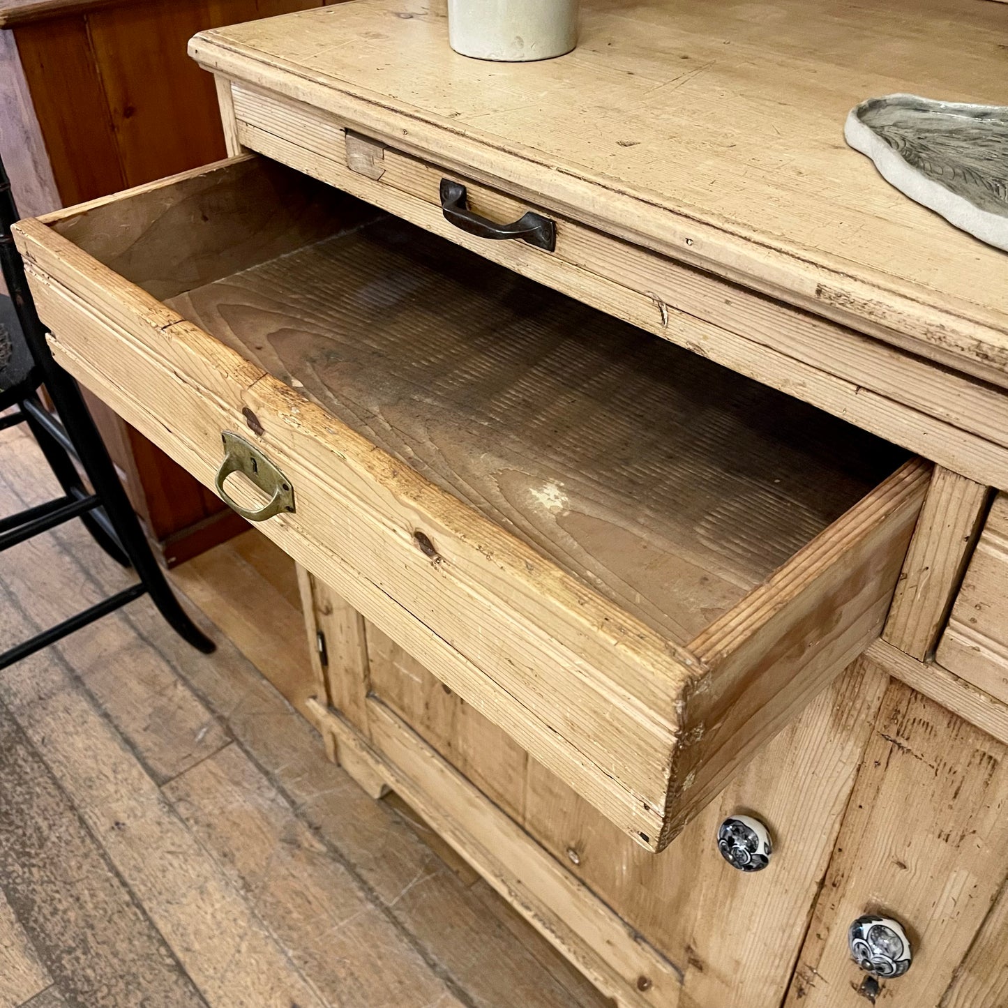 Antique Pine Glazed Cupboard - #1867