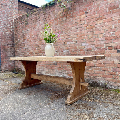 Antique Pine Table + Bench Set - #1407