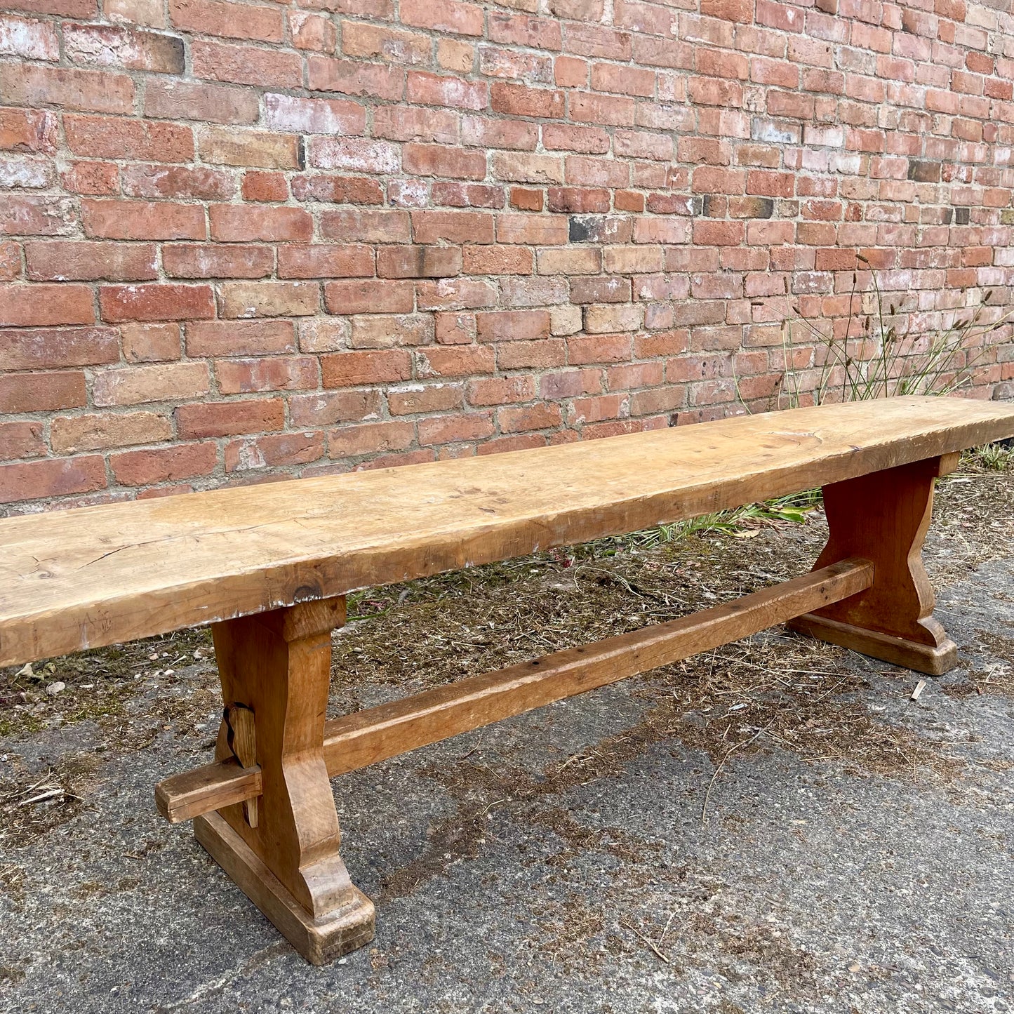 Antique Pine Table + Bench Set - #1407