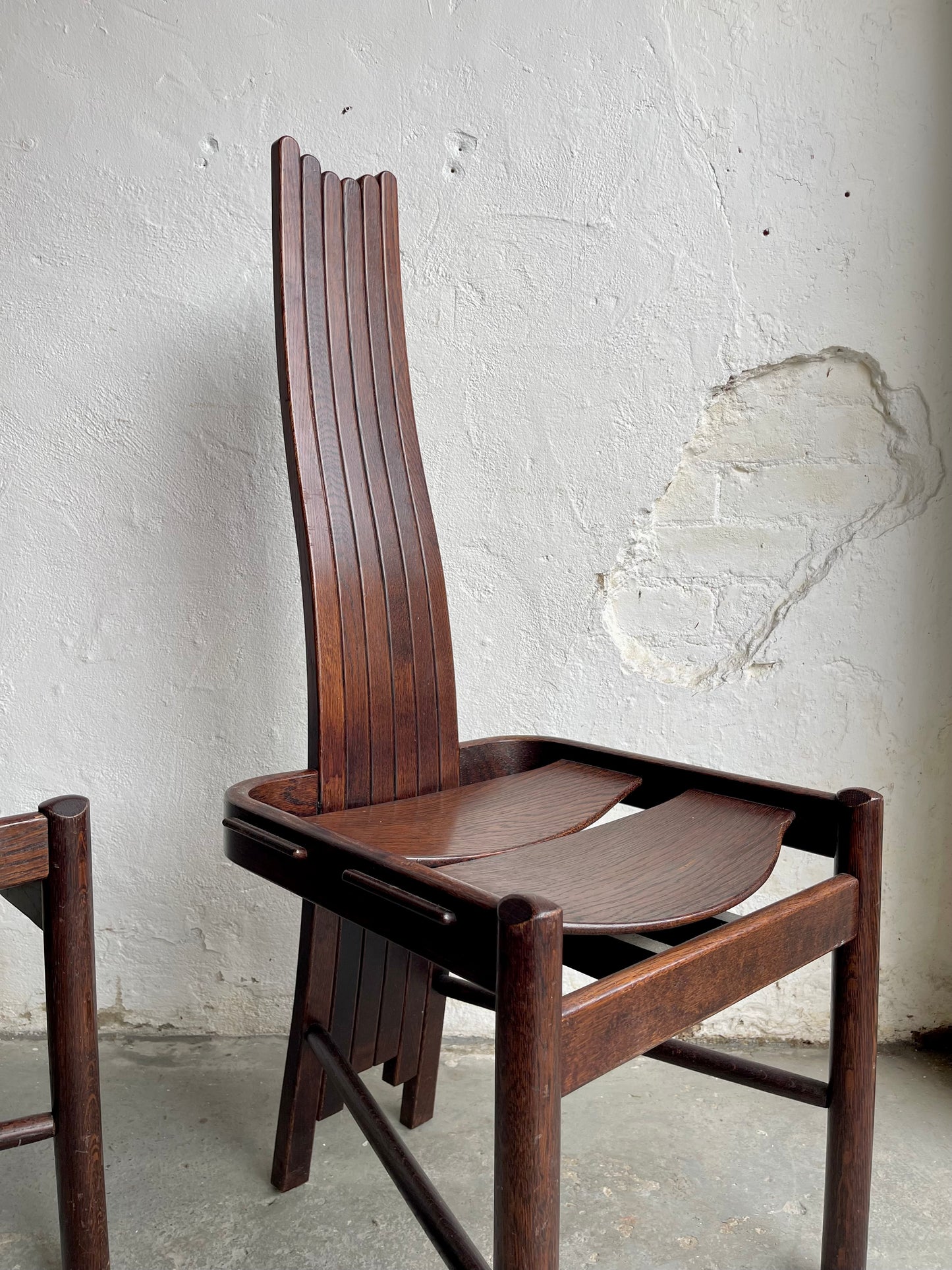 Vintage Allmilmo Brutalist Oak Chairs - #1853