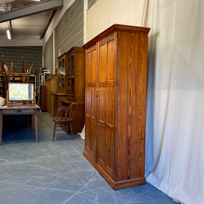 Antique Pitch Pine English School Cupboard - #2402
