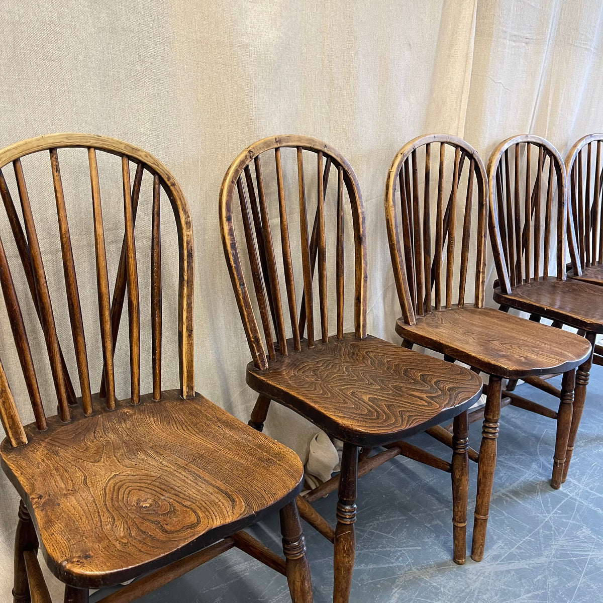 Set of Six Antique Farmhouse Chairs - #2255