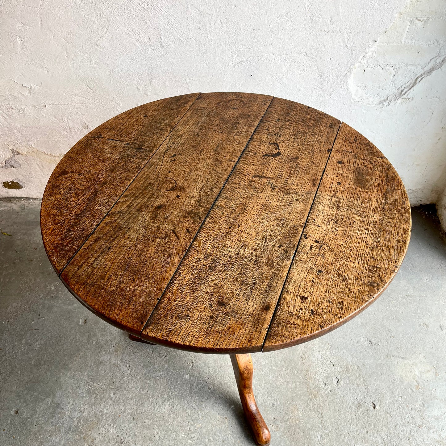 Antique Oak Tilt Top Table -#1615