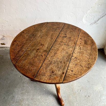 Antique Oak Tilt Top Table -#1615