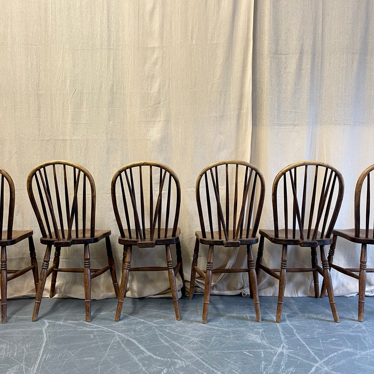 Set of Six Antique Farmhouse Chairs - #2255