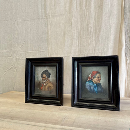 Pair Of Framed Antique Oil Paintings - #2250