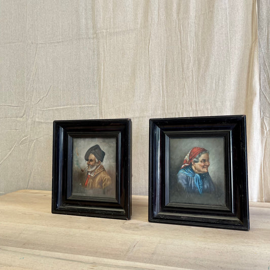 Pair Of Framed Antique Oil Paintings - #2250
