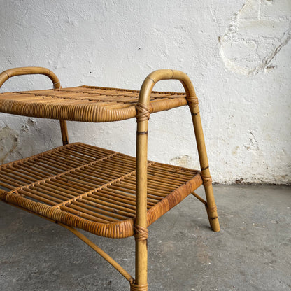 Vintage Rattan & Cane Coffee Table - #1869