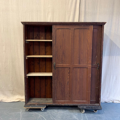 Pitch Pine Sliding Door Cupboard - #2419