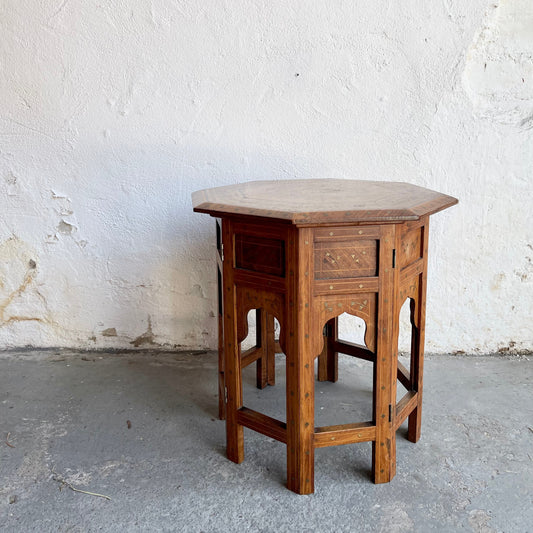 Anglo Indian Brass Inlay Table - #1543