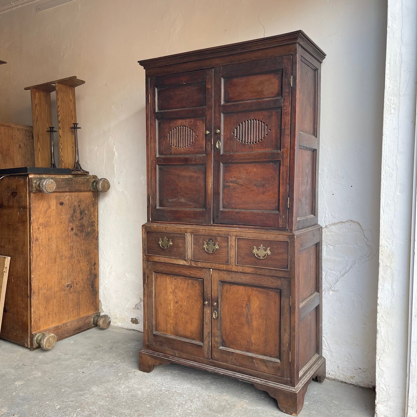 Antique Oak Bread Cupboard - #1829