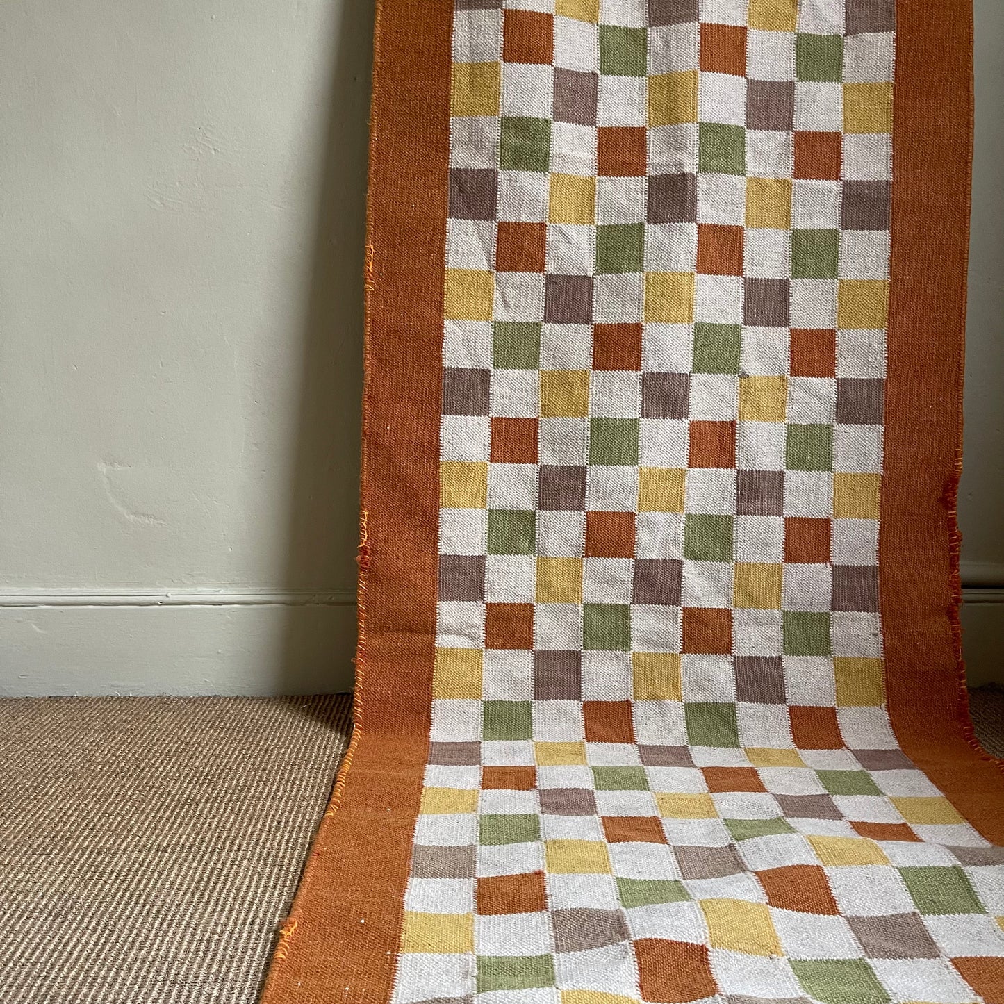 Vintage Checkered Wool Runner - #1955