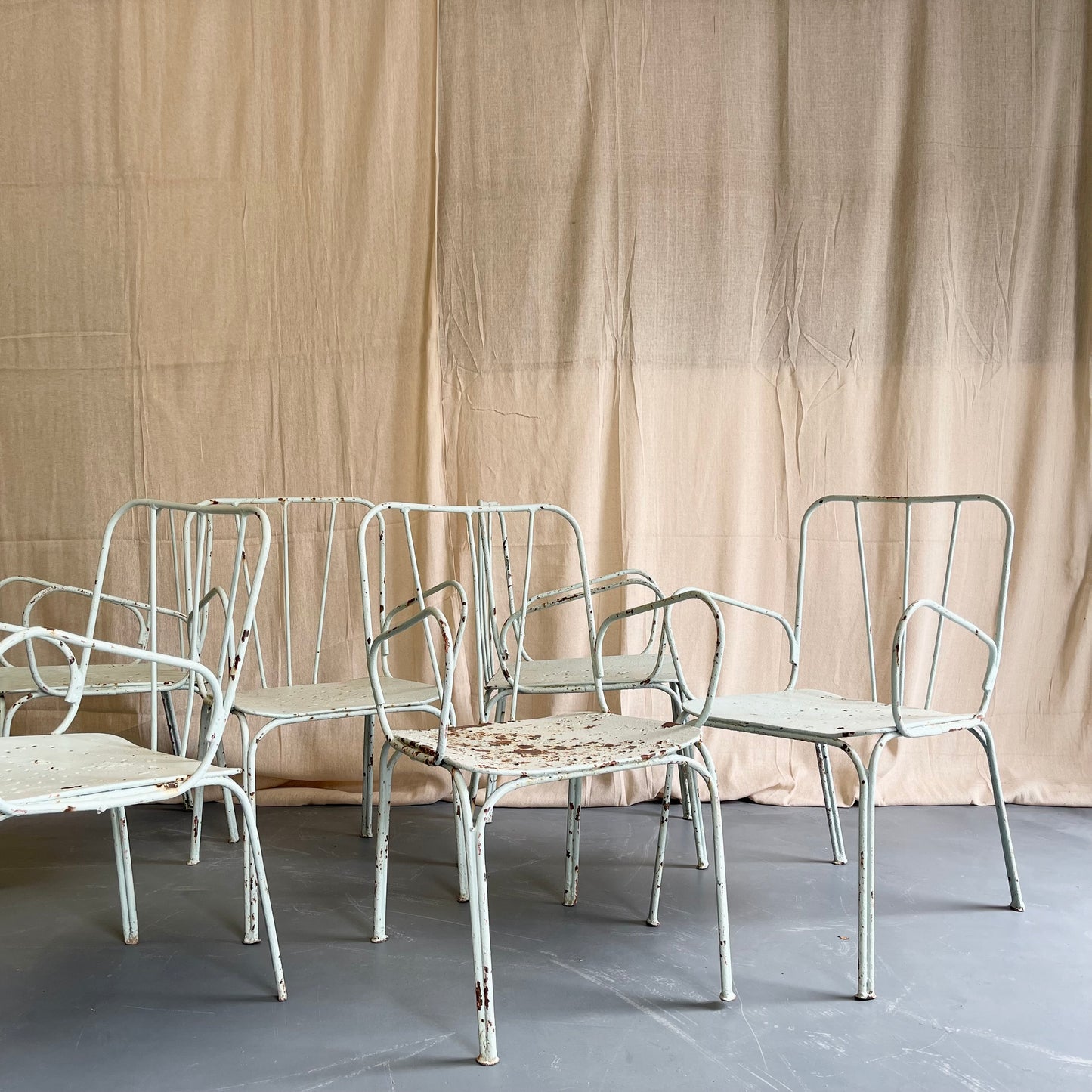 Antique Painted Iron Armchairs - #2195