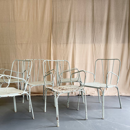Antique Painted Iron Armchairs - #2195