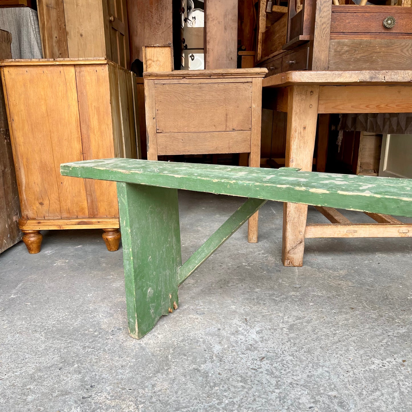 Vintage Pine Painted Bench - #2029