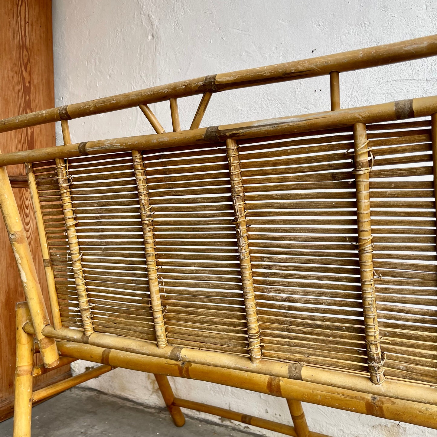 Vintage Folding Bamboo Bench