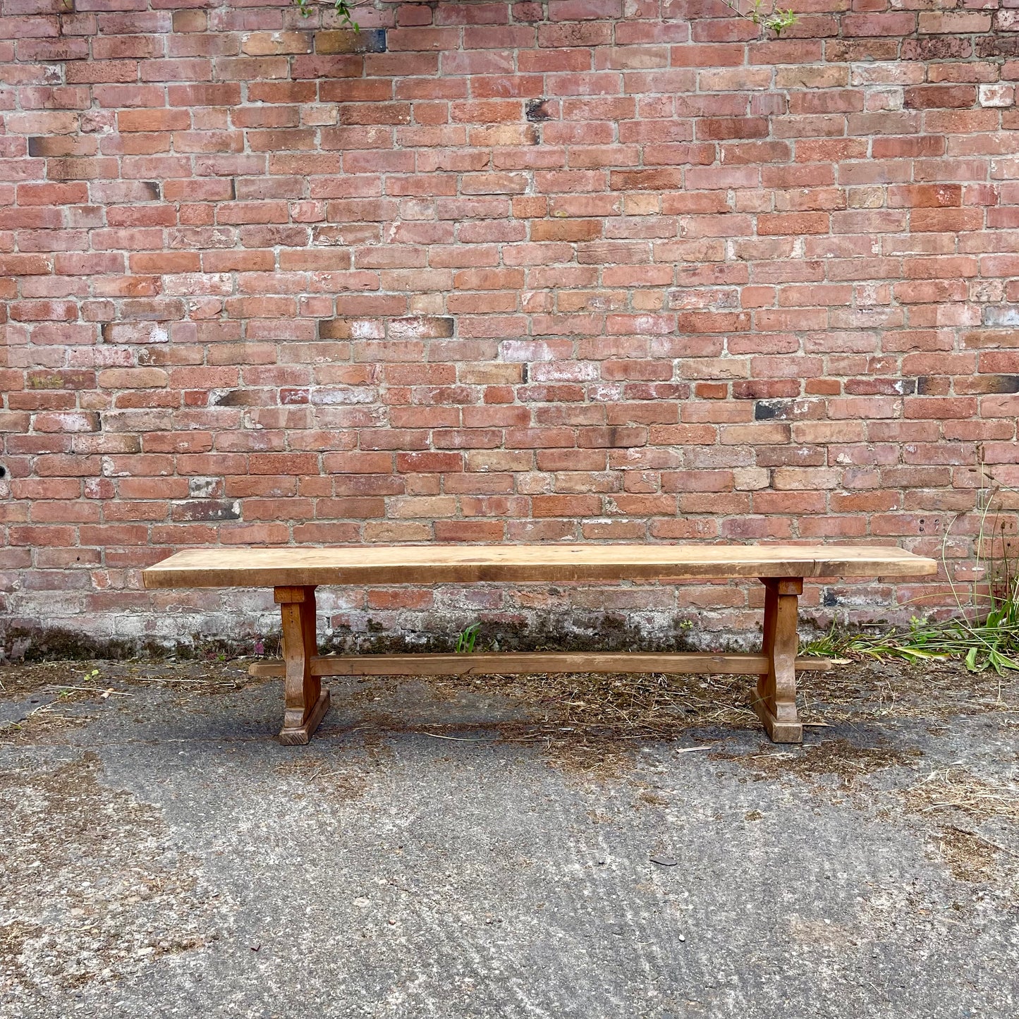 Antique Pine Table + Bench Set - #1407