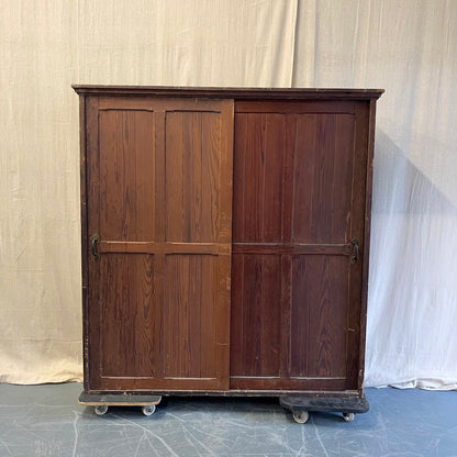 Pitch Pine Sliding Door Cupboard - #2419
