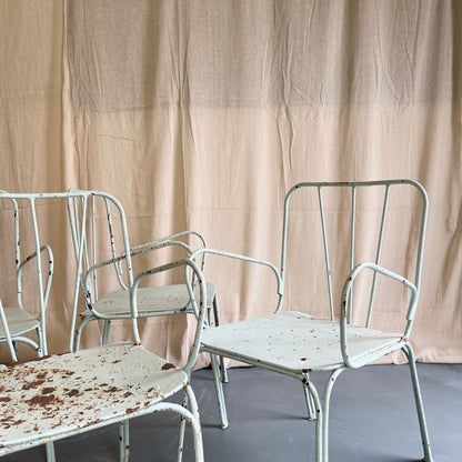 Antique Painted Iron Armchairs - #2195