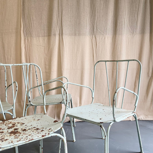 Antique Painted Iron Armchairs - #2195