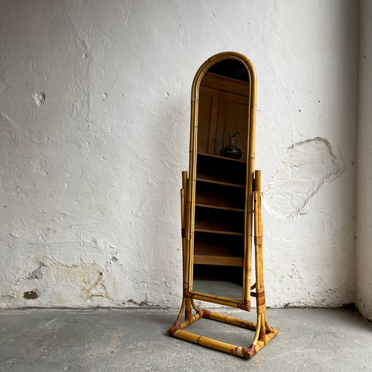Vintage Freestanding Bamboo Mirror - #1798