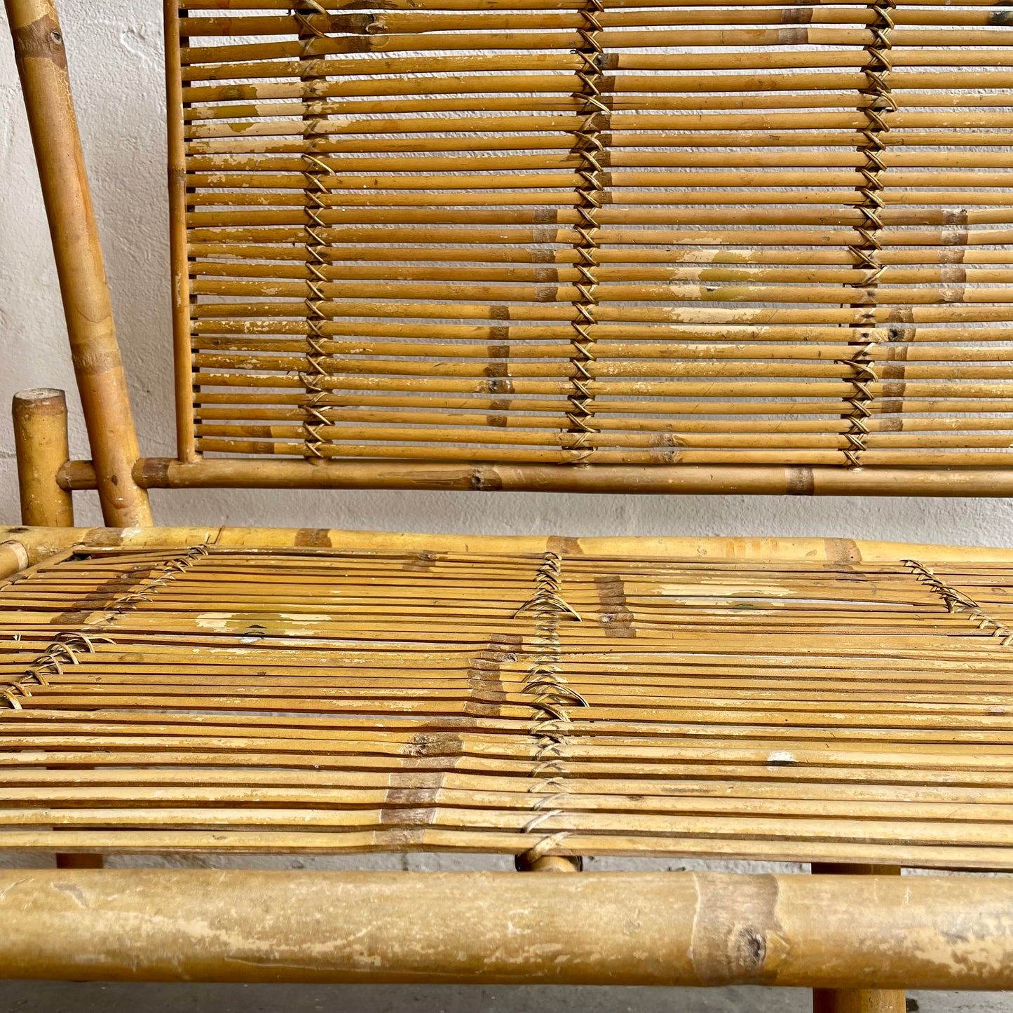 Vintage Folding Bamboo Bench