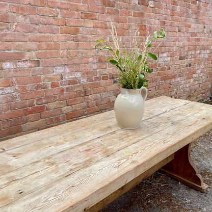 Antique Pine Table + Bench Set - #1407