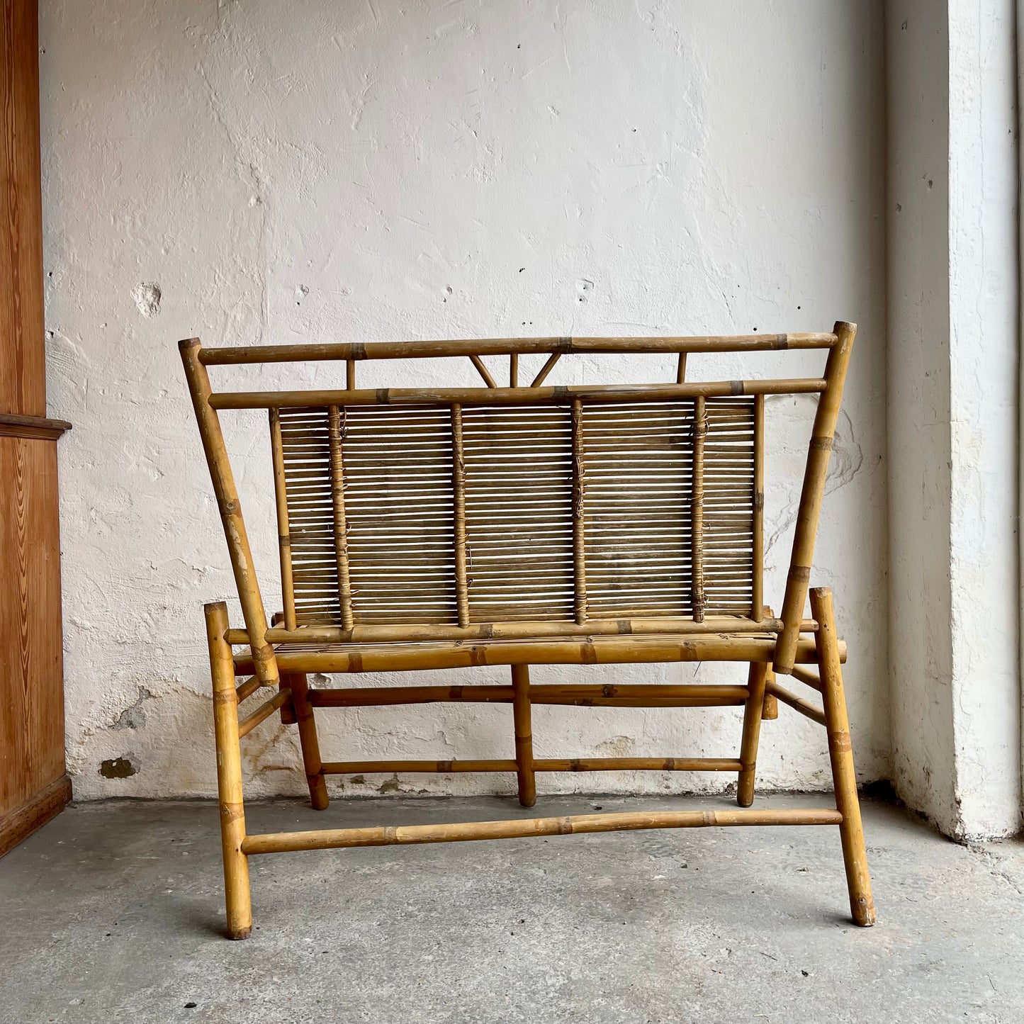 Vintage Folding Bamboo Bench