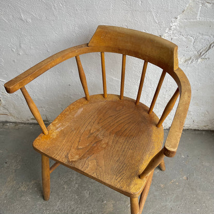 Antique Pine Captains Chair - #1841