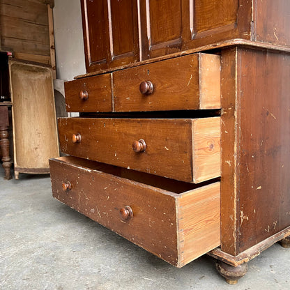 Antique Pine Linen Cupboard - #1892