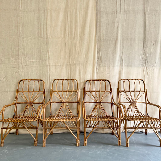Set Of Four Bamboo Armchairs - #2231