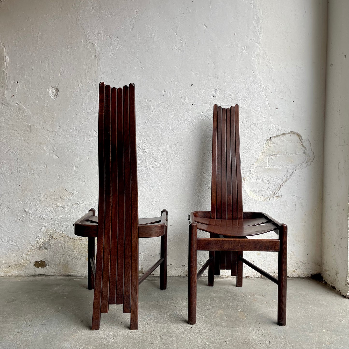 Vintage Allmilmo Brutalist Oak Chairs - #1853