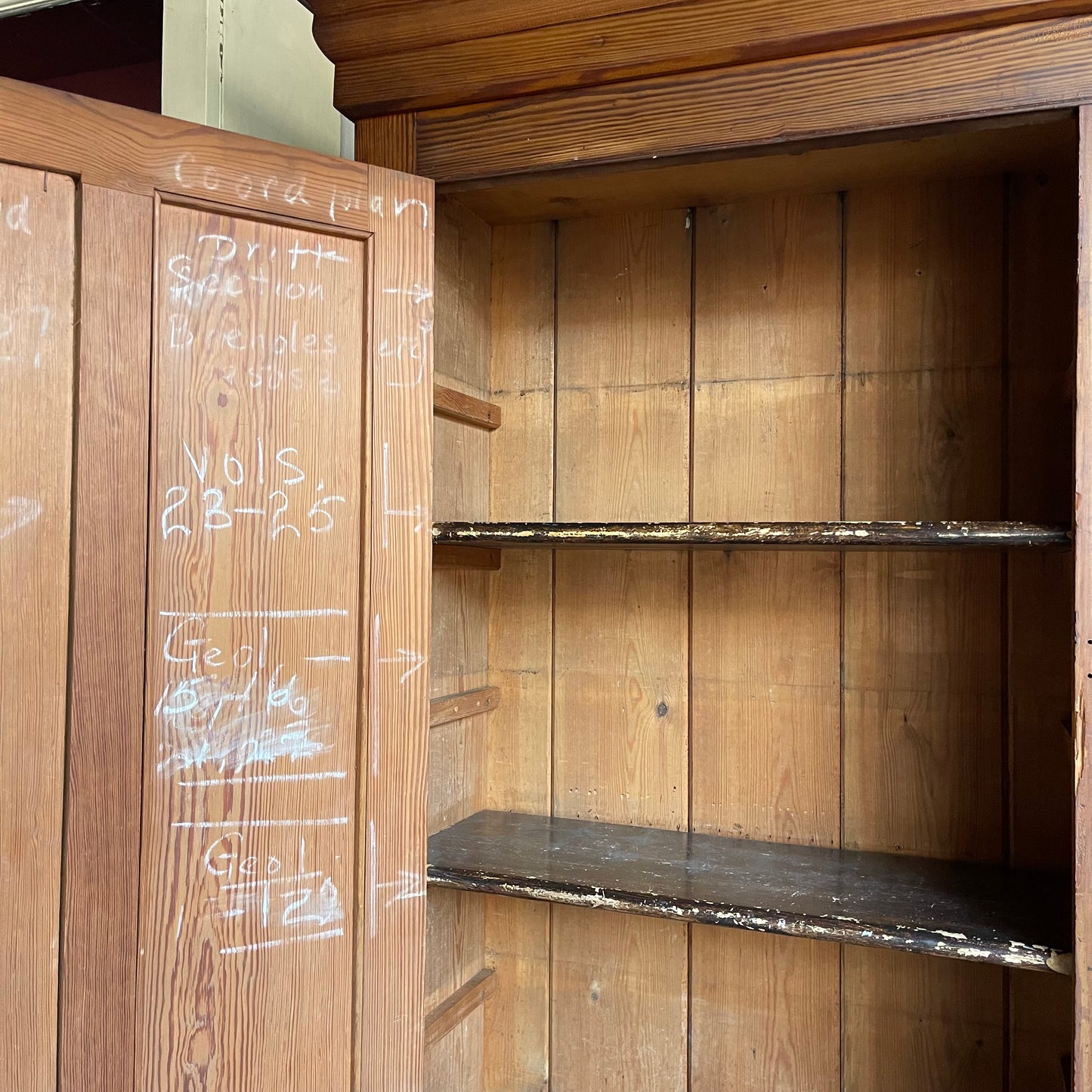 Pitch Pine School Cupboard - #1925a