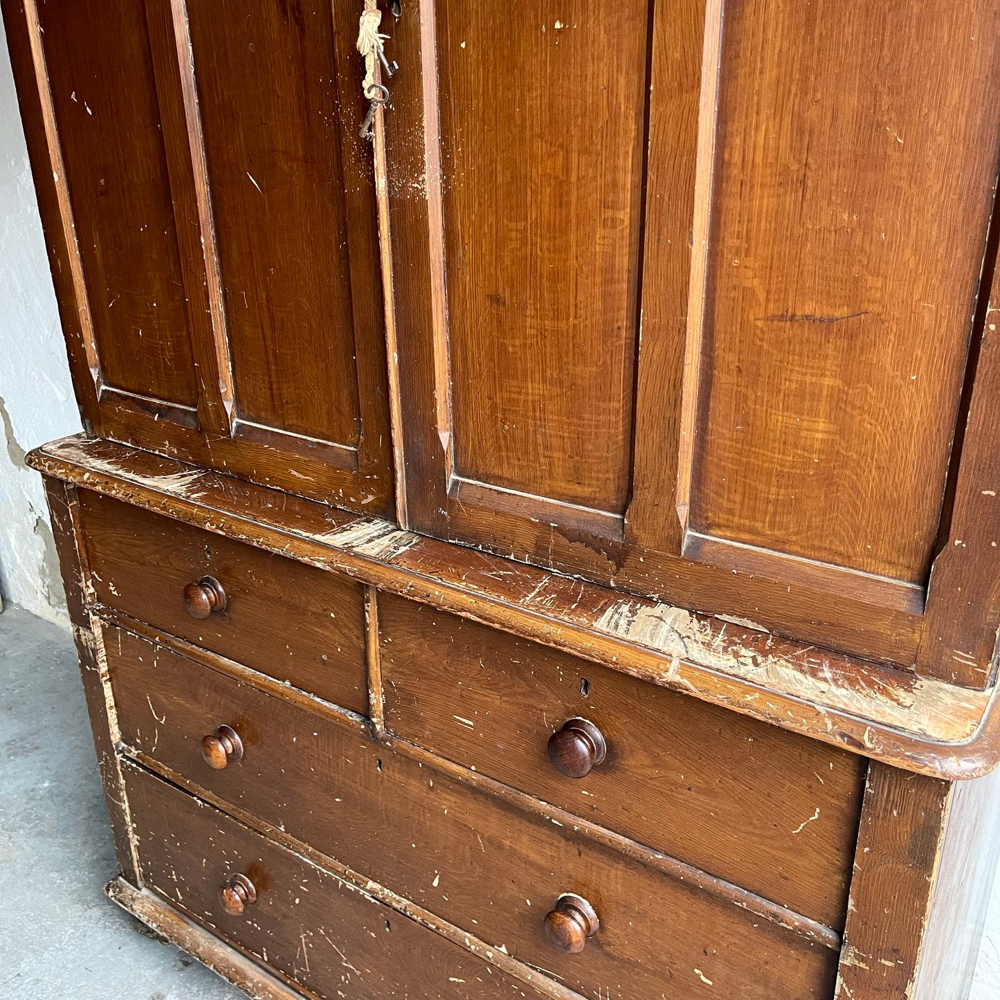 Antique Pine Linen Cupboard - #1892