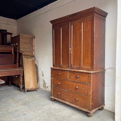 Antique Pine Linen Cupboard - #1892