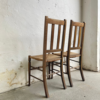 Set of Two Oak Rush Chairs - #1992