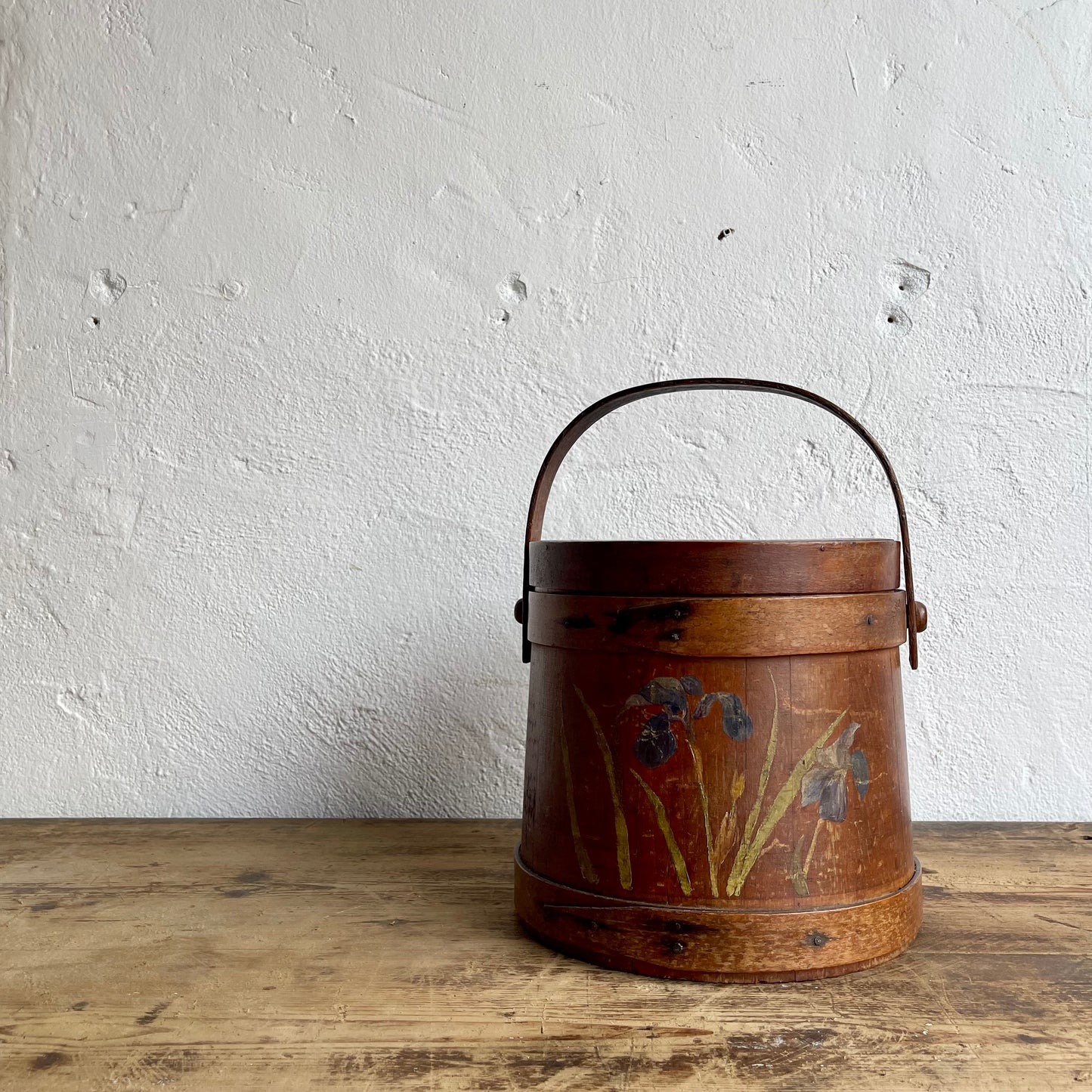 Vintage Hand Painted Firkin Bucket - #1997