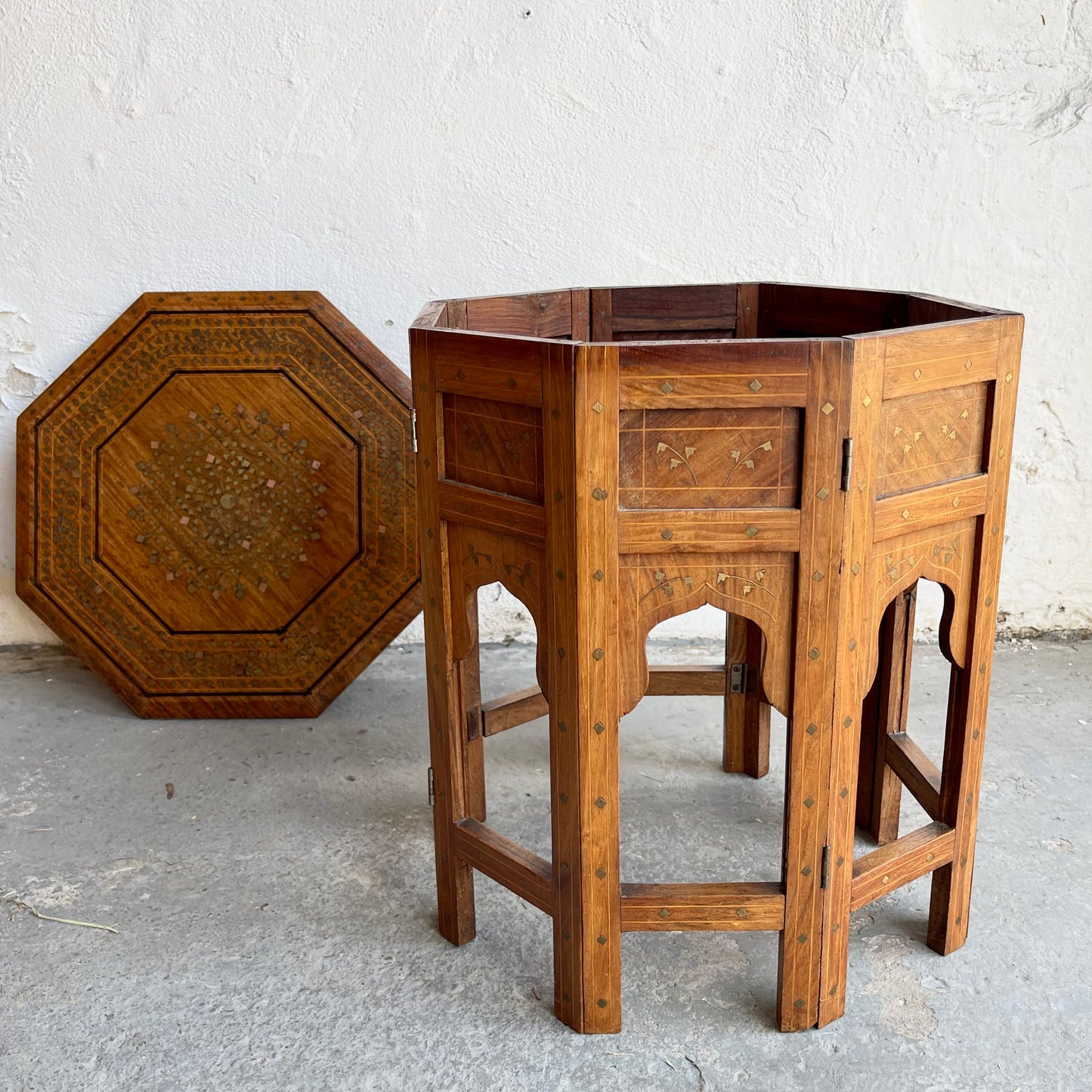 Anglo Indian Brass Inlay Table - #1543