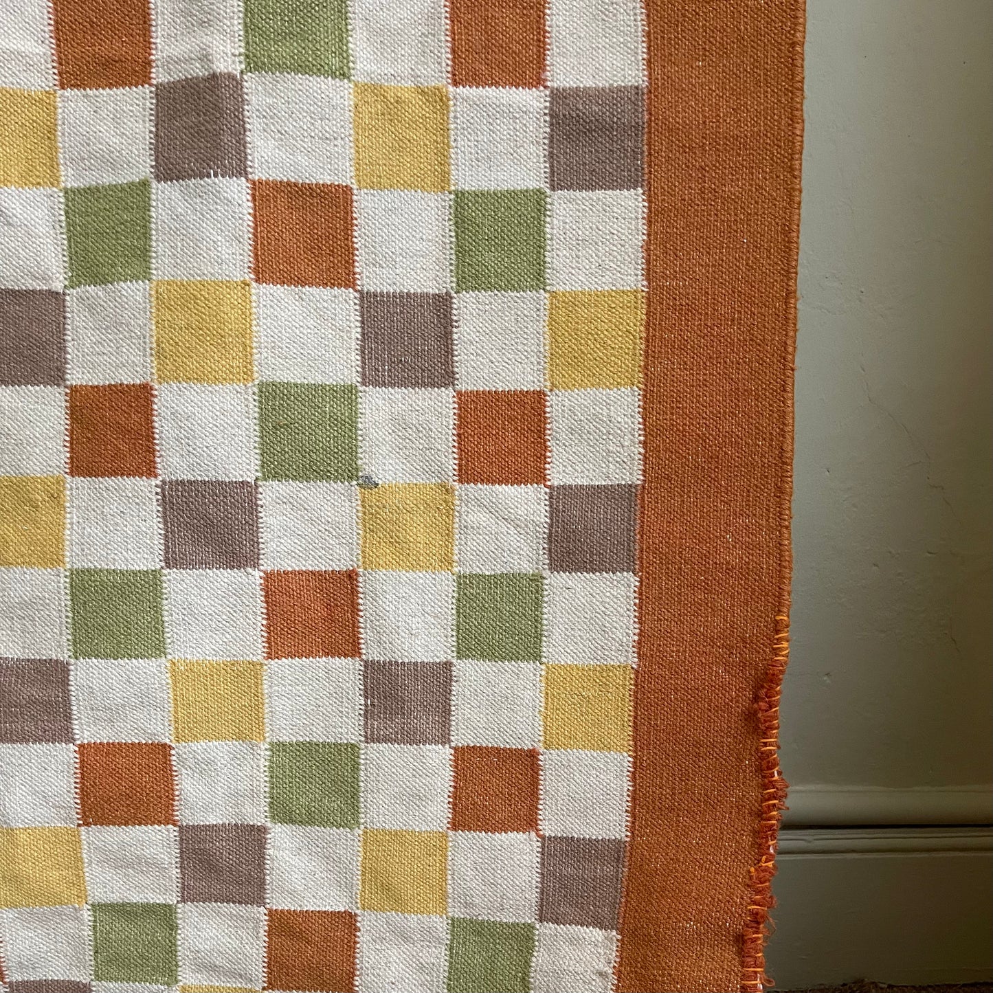 Vintage Checkered Wool Runner - #1955