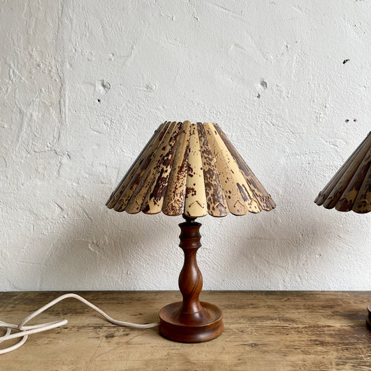 Pair of Vintage Wooden Lamps + Bamboo Shades