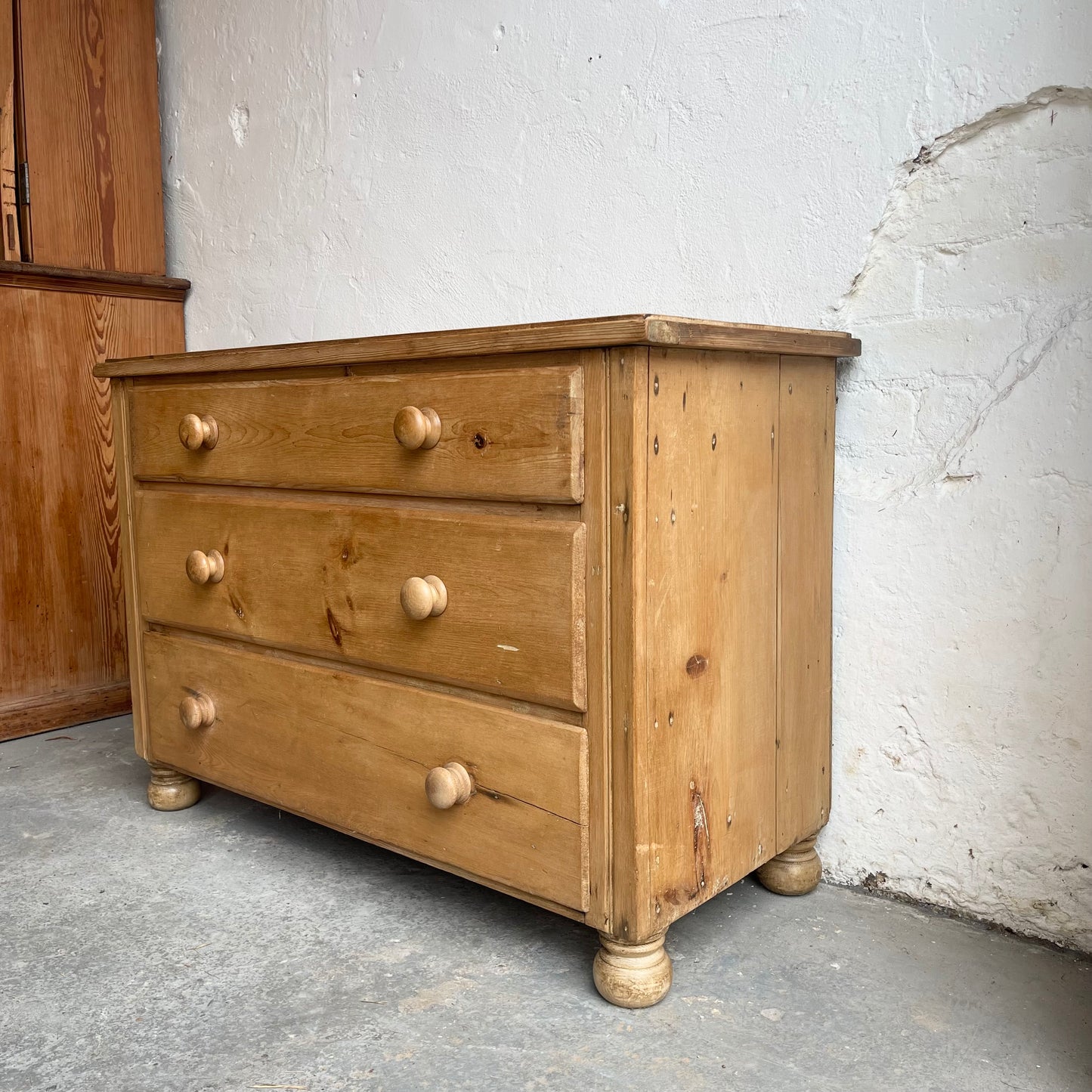 Antique Pine Chest Of Drawers - #1696