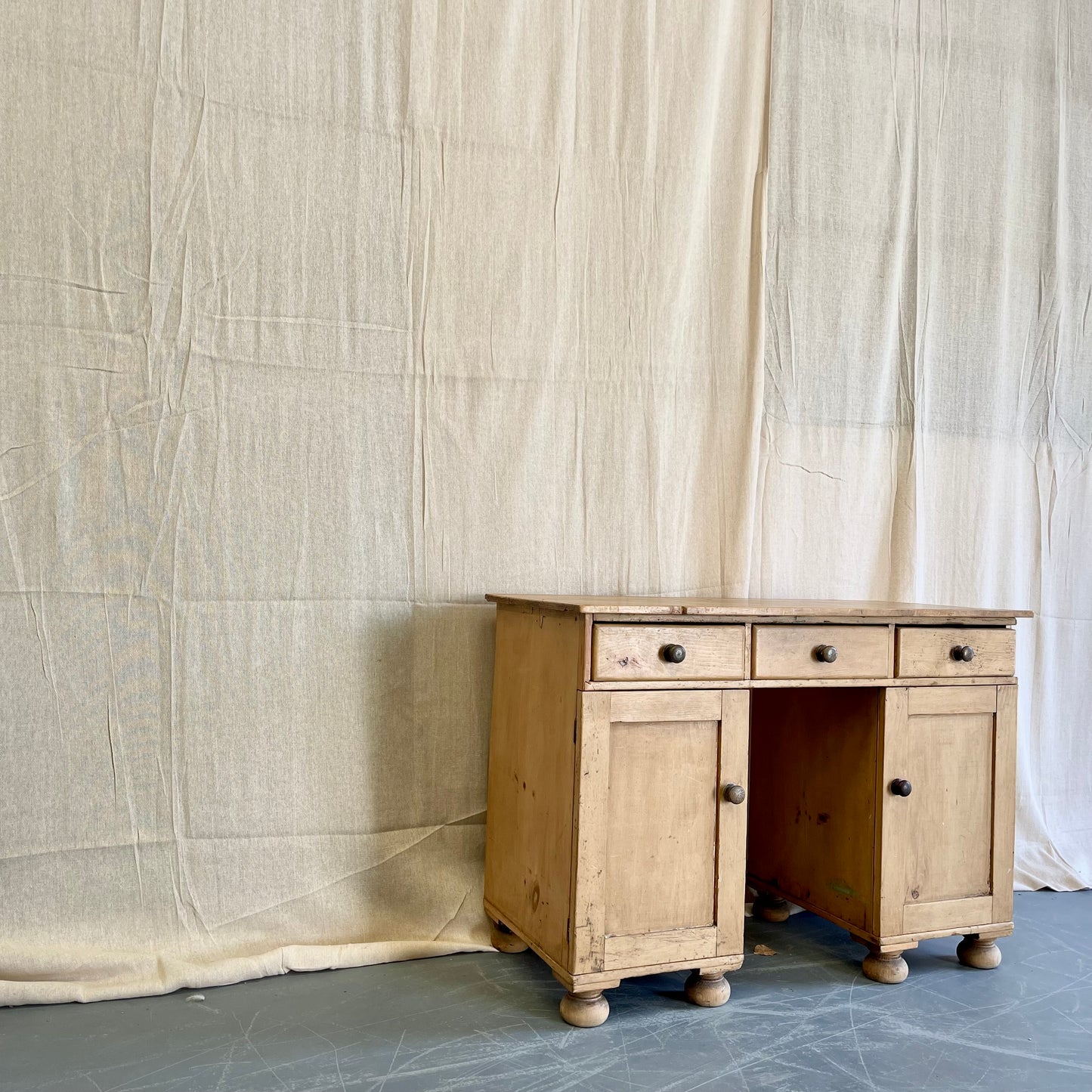 Antique Pine Kneehole Desk - #1823
