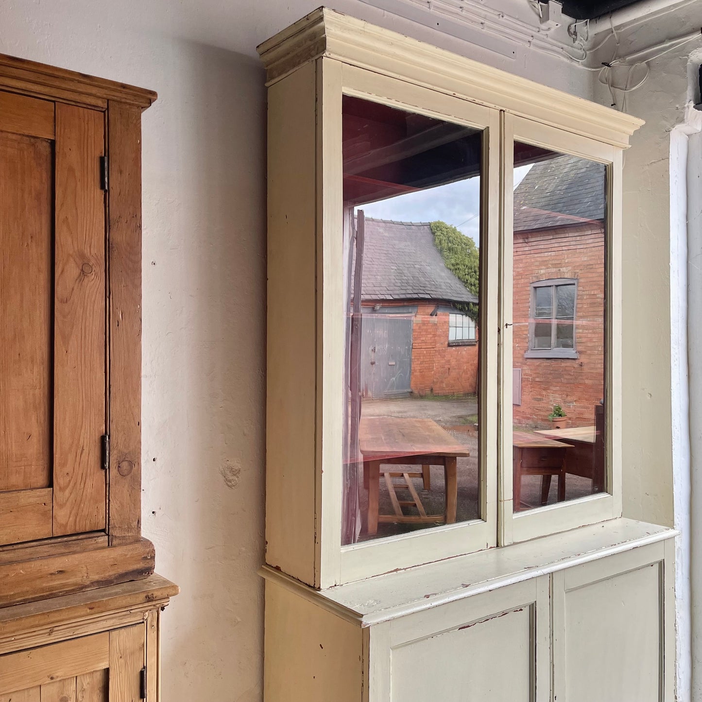 Antique Painted Glazed Cupboard - #1929