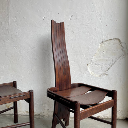 Vintage Allmilmo Brutalist Oak Chairs - #1853