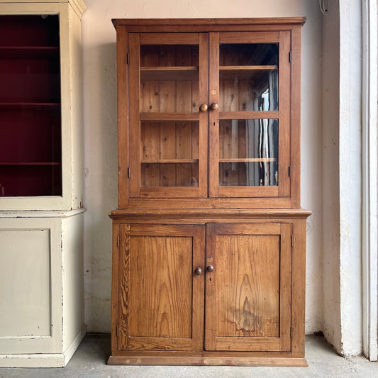 Pitch Pine Glazed Cupboard - #2053